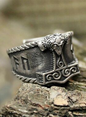 Vintage Silver Plated Copper Thors Hammer Rings Men's Antiqu