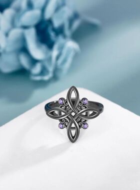 Original Black Witch Knot Rings Silver Plating Mystical Purp