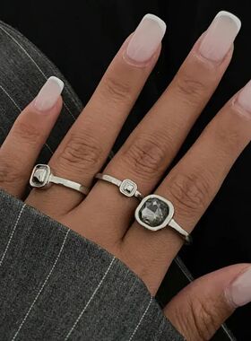 Minimalist Acrylic Rhinestone Open Ring for Women Korean Fas