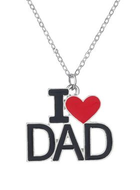 Jewelry Silver Color Enamel I Love MOM DAD Heart Necklaces F