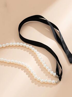 Trend Wedding Party Jewelry Long Black Ribbon Choker Necklac