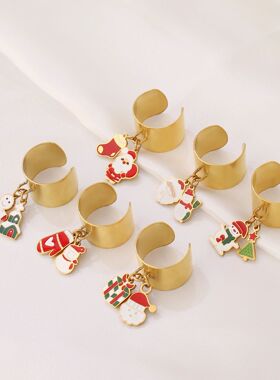 316L Stainless Steel Enamel Elk Snowman Gift Box Charms Open
