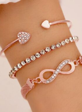 New Creative Design 3Pc Set Heart Opening Bracelet Lucky 8 I