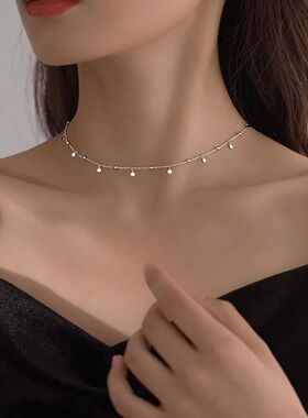 Silver Color RoundPc Tassel Choker Necklaces Simple Niche De