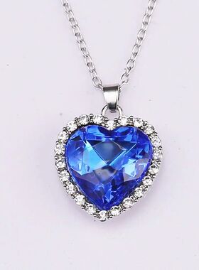 Fashion Love Wedding Blue Crystal Women's Necklace Titanic H