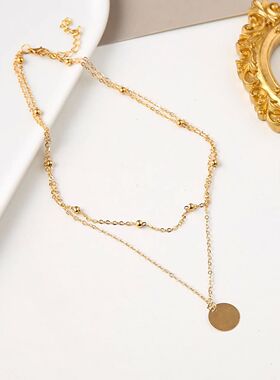 New European Women's Necklaces Double-layers Gold Color Shor
