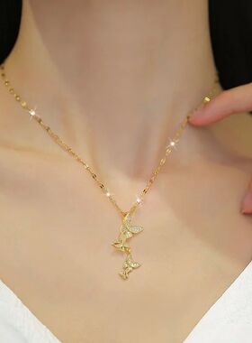 Stainless Steel Luxury Vintage Zircon Butterfly Tassel Penda
