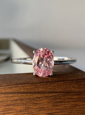 1ct Moissanite Rings GRA Pink Papalacha Lab Grow Diamond for