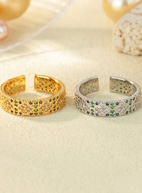 Luxury Rainbow Cubic Zirconia Rings for Women Stainless Stee