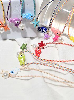 Bohemian Ceramic Colorful Fish Pendant Necklace for Women Ad