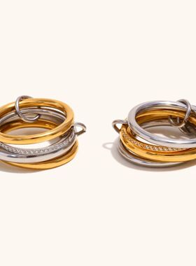 3-layer 4-layer Mixed Color Inlaid Zircon Stainless steel Wo