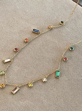 Light Luxury Stainless Steel Colorful Zircon Dopamine Short