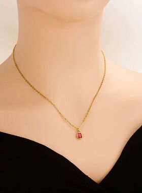 1pc Green Pink Blue Glass Drill Charms Necklace For Women St