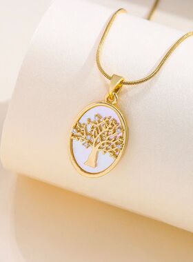 Snake Chain Life Tree Pendant Necklace For Women Retro Style