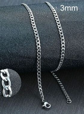 Men's Cuban Link Chain Necklace Stainless Steel Black Gold C