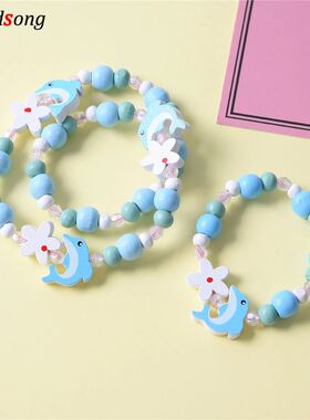 Cute Cartoon Wooden Flower Animal Sweater Necklace Bracelet