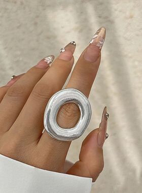 Exaggerated Gold Color Glossy Big Round Ring for Women Hip H