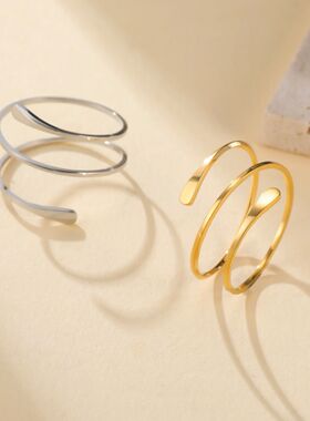 Adjustable Geometric Multi-layers Women's Ring Stainless Ste