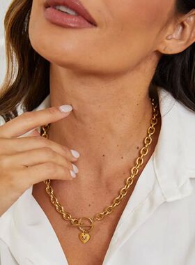 Simple fashion niche initials necklace women toggle clasp st