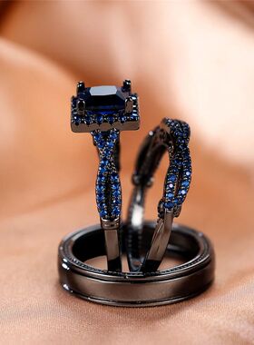 Luxury Female Crystal Green Blue Zircon Stone Engagement Rin