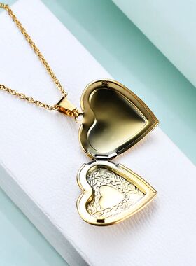 Stainless Steel Heart Lock Pendant Chain Necklace For Women