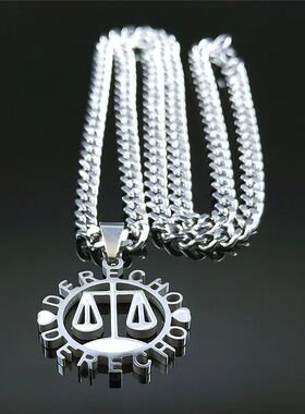 Justice Balance Scale Lawyer DERECHO Stainless Steel Necklac