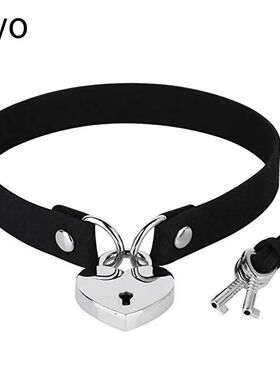 Sexy Goth Choker Necklace Men Punk Rock Heart Geometry PU Ne