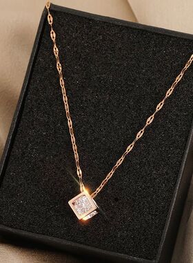 Classic Zircon Crystal Inside Hollow Square Stainless Steel