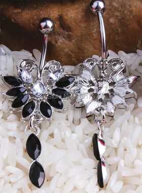 Stainless Steel Color Flower Navel Belly Button Piercing Rin