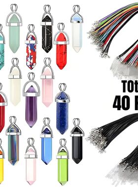 40PCS/30PCS Hexagonal Chakra Synthetic Crystal Pendant Point