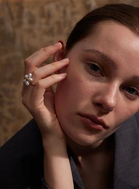 Elegant Imitation Pearls Flower Golden Adjustable Chic Ring