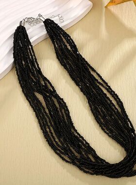 Exquisite Bohemian Glass Beaded Multi-layered Statement Neck
