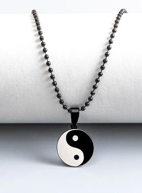 Classic Yin Yang Tai Chi Necklace Round Stainless Steel Neck