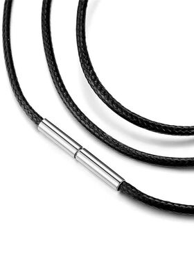 Black Genuine Leather Rope Necklace With Clasp Cord Chain Li