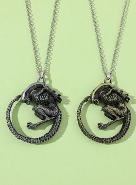 Gothic Witch Aliens Necklace for Men and Women Chain Jewelry