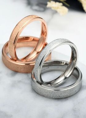2mm 4mm 6mm Silver Rose Gold Color Frosted Finger Ring For W