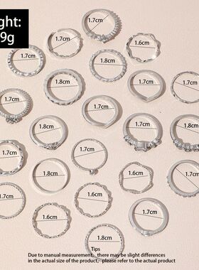 23Pcs Trendy Simple Knuckle Rings Set For Women Crystal Star