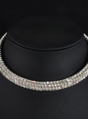 Rhinestone Choker Necklaces Torques Collar Women Statement J