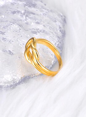Real 18K Gold Plated Stainless Steel Creative Knot Ring For