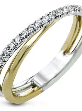 Fashion Two-tone Cross Finger Ring for Women Simple Stylish