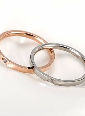 2mm Simple Titanium Steel Couple Rings Womens Wedding Band w