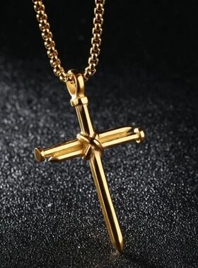 Mens Jewellery Black Stainless Steel Necklace Cross Pendant-