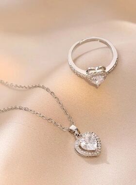 Charm Pink Heart Crystal Pendant Necklace for Women Temperam