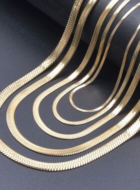 Stainless Steel Chain Necklace Width 2/3/4/5/6mm Flat Blade