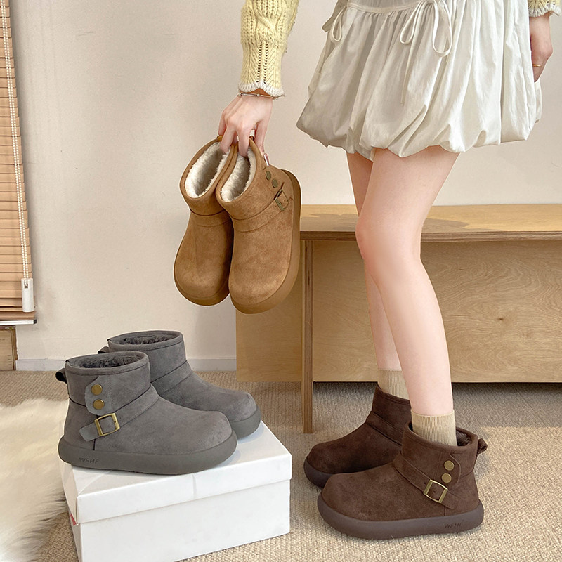 复古勃肯鞋女冬季外穿厚底增高加绒保暖休闲一脚蹬雪地靴加厚棉鞋,淘宝优惠券,粉丝福利购,淘宝优惠卷