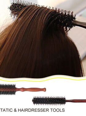 Anti Static Boar Bristle Hair Brush Wooden Handle Small Roun