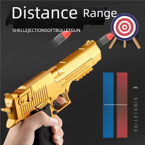 Outdoor Toy Pistol Gold Desert Eagle spring-loaded pistol M1 - 图0