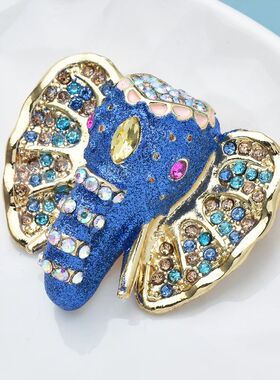 Blue Elephant Head Brooches For Women Unisex Enamel