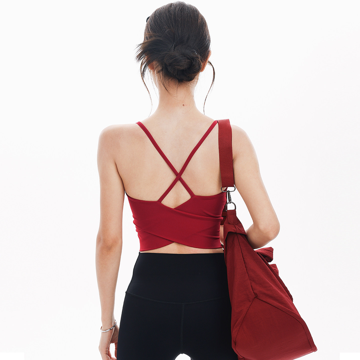 奔跑吧卡卡固定式胸垫细肩带防下垂瑜伽美背背心健身运动内衣文胸,淘宝优惠券,粉丝福利购,淘宝优惠卷