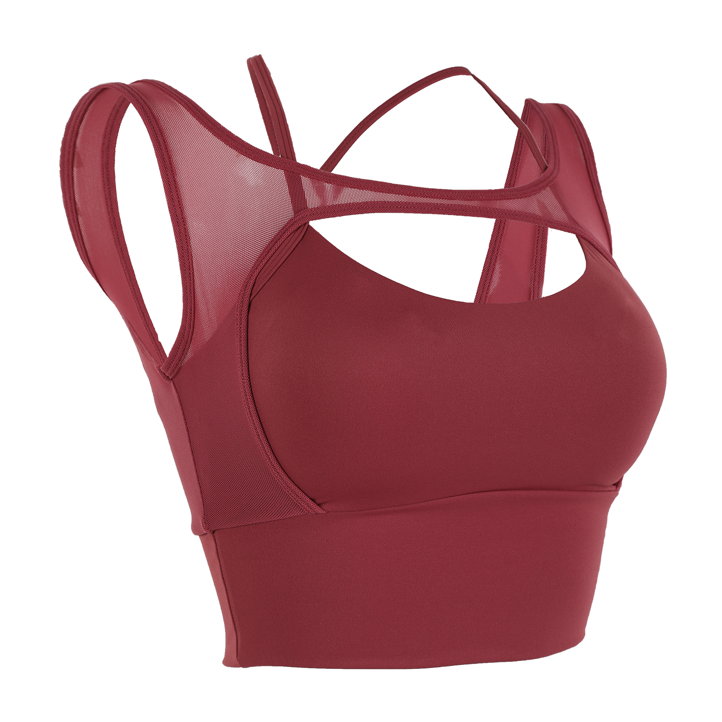 奔跑吧卡卡固定杯运动内衣女网纱防震防下垂运动背心式瑜伽健身服 - 图3